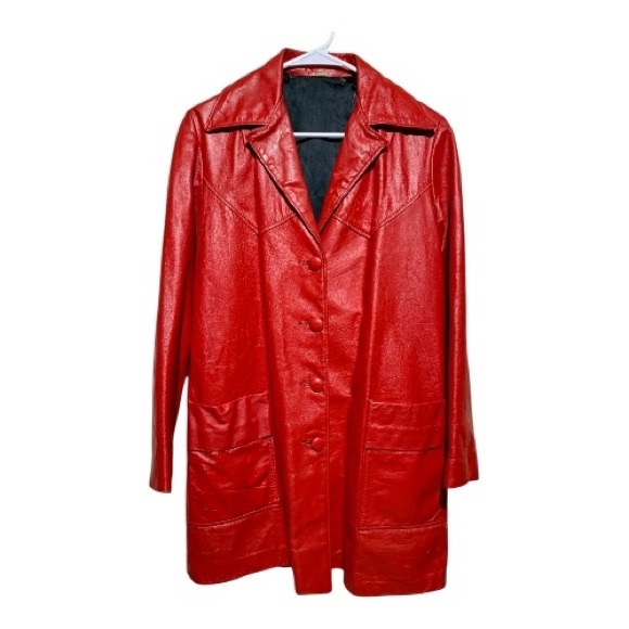 Womens Vintage 1970’s Joo Kay Red Leather Jacket Size 8 - Picture 1 of 4